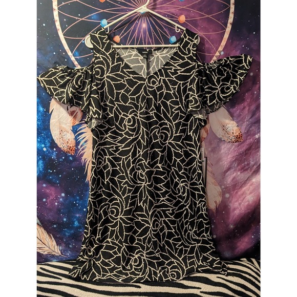 NWT MSK Ladies' Black Sparkling Floral Dress Size 16 - Picture 1 of 8